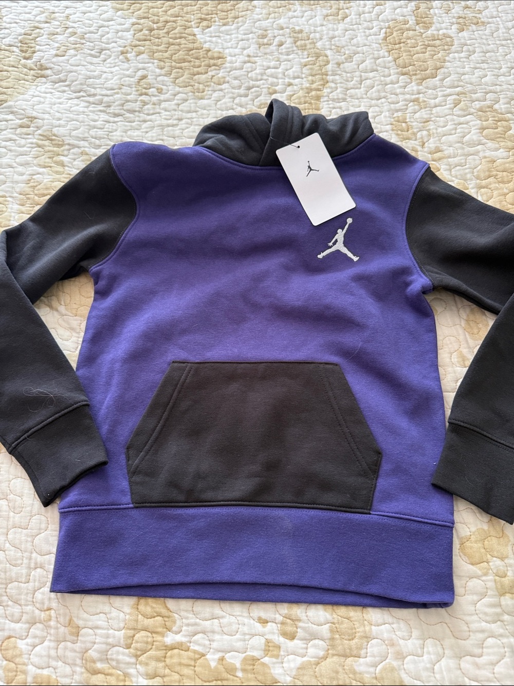 Jordan Purple Pullover Hoodie with Black Accents and White Jumpman
